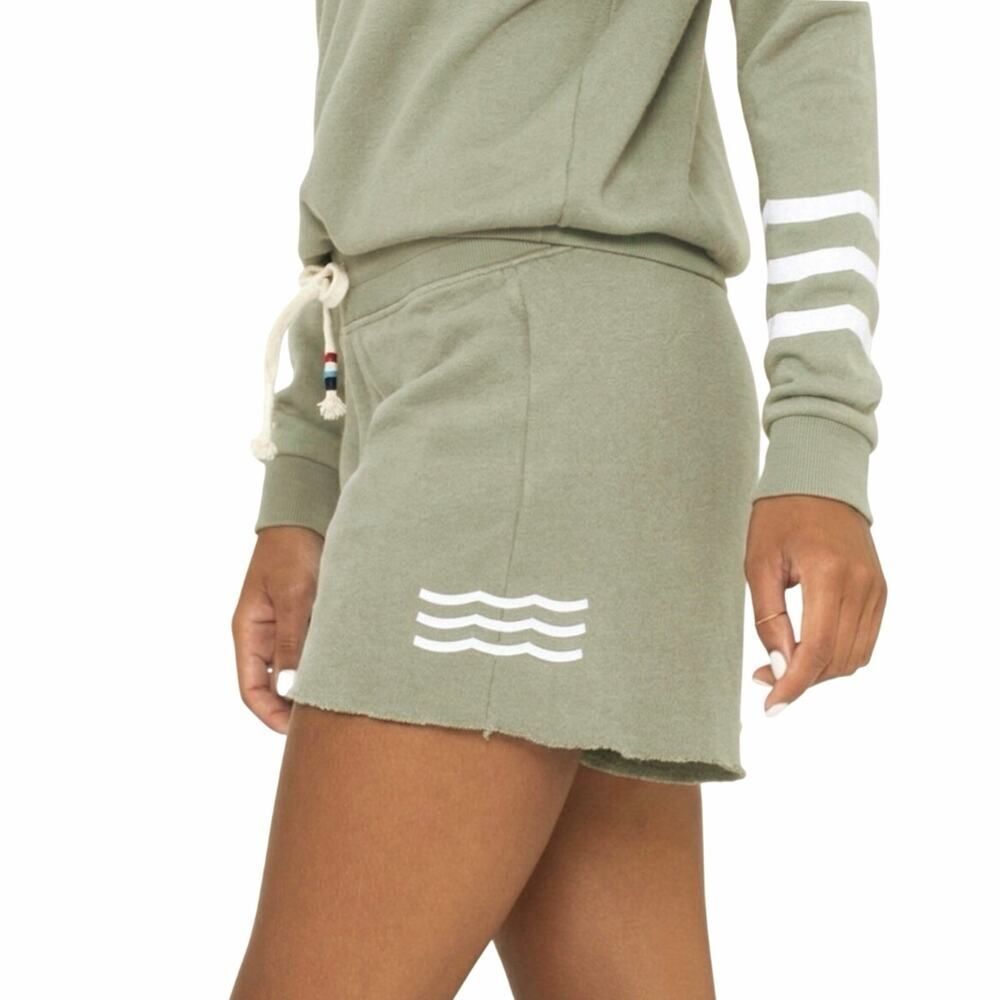 Sol Angeles Coastal French Terry Shorts Olive Green XS Beach Lounge Clean Girl